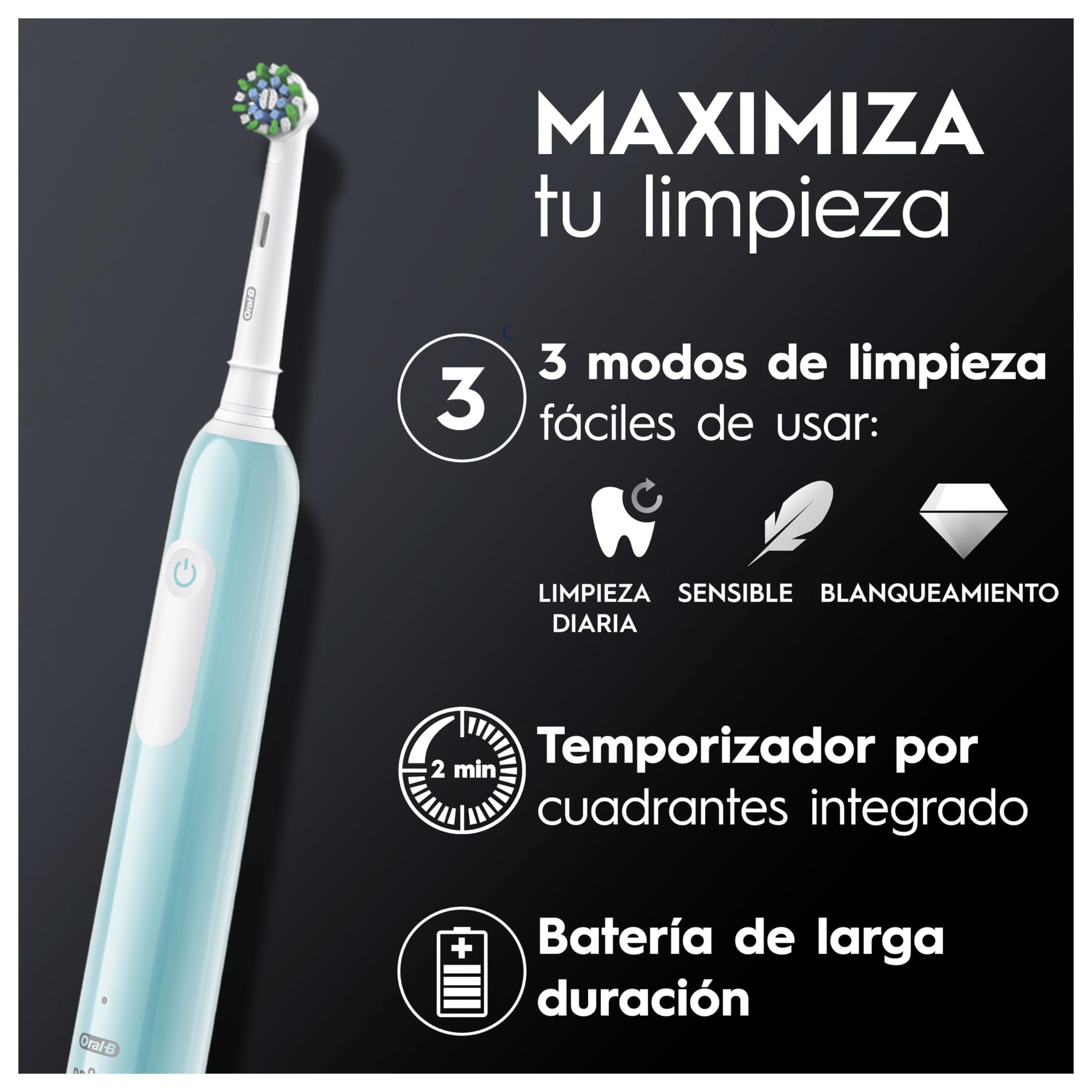 Oral-B Pro Series 1 Cepillo de Dientes Eléctrico con Mango Recargable y Cabezal, Diseñado por Braun - Azul