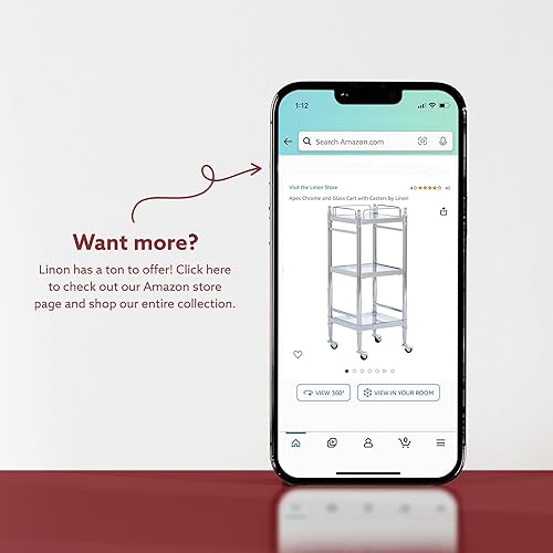 Miniatura 9 de Apex - Carrito cromado y vidrio con ruedas Linon