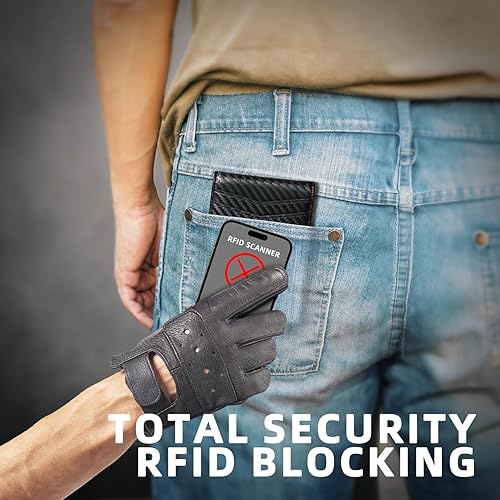 Miniatura 5 de Zitahli Billetera delgada para hombre de mayor capacidad con 12 ranuras con bloqueo de interferencia de radiofrecuencia minimalista doble bolsillo