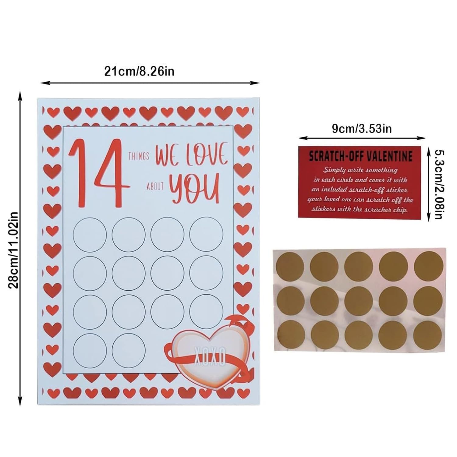 Tarjetas para rascar de San Valentín, 14 cosas que amo sobre ti, 14 tarjetas para rascar, calendario de Adviento del día de San Valentín para él, ella, marido, esposa, novia, novio (A-I Love)