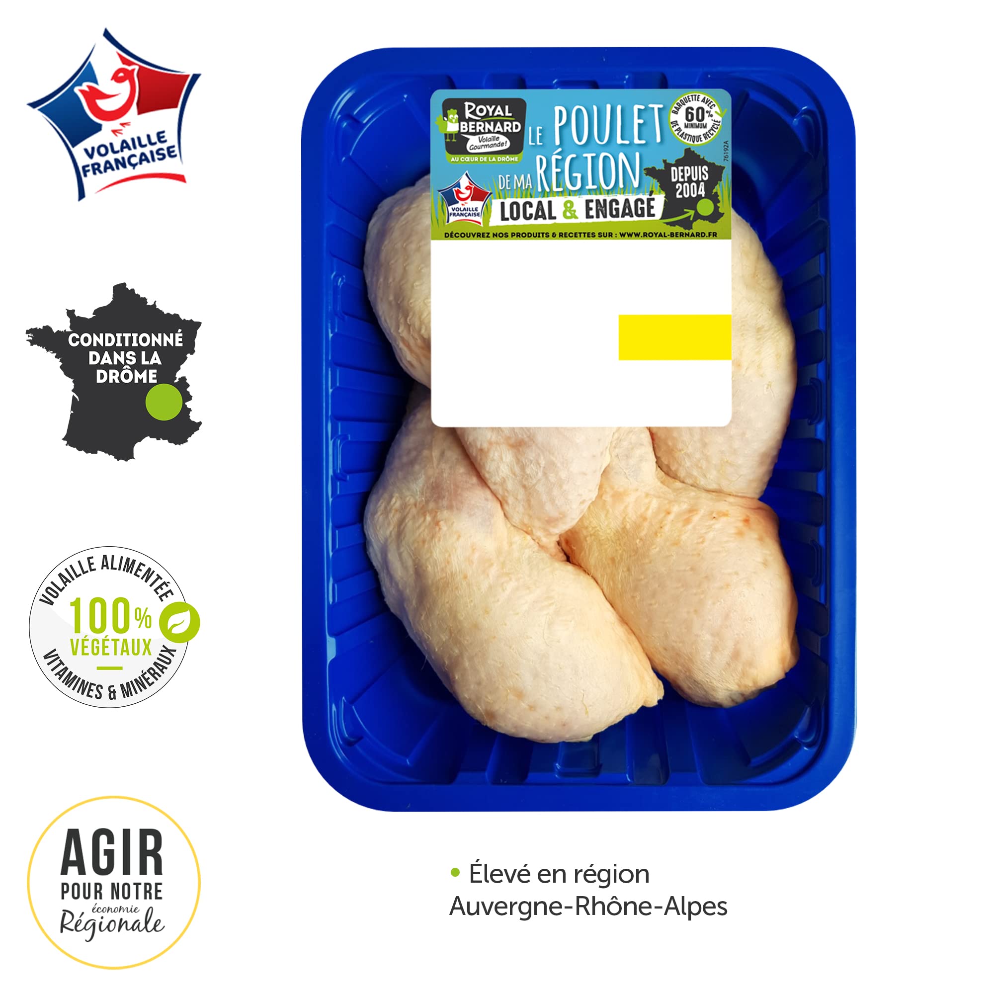 Royal Bernard - Assortiment Découverte - 2 Cordons bleus de volaille + une poêlée de cubes de poulet marinés à l'ail des ours + 2* filets de poulet + 4* cuisses + 6* escalopes de dinde