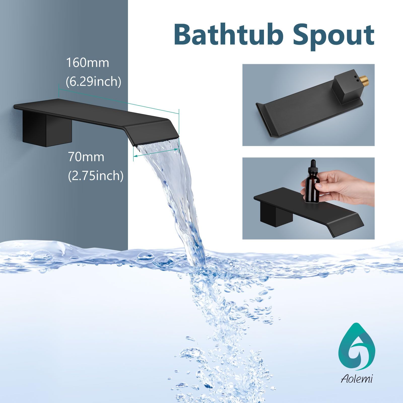 Système de Douche Pommeau de Douche Noir Mat avec Baignoire et Robinet combinés complets de 10 po à Montage Mural avec pommeau de Douche à Main et Cascade 2 en 1, Robinet Grossier