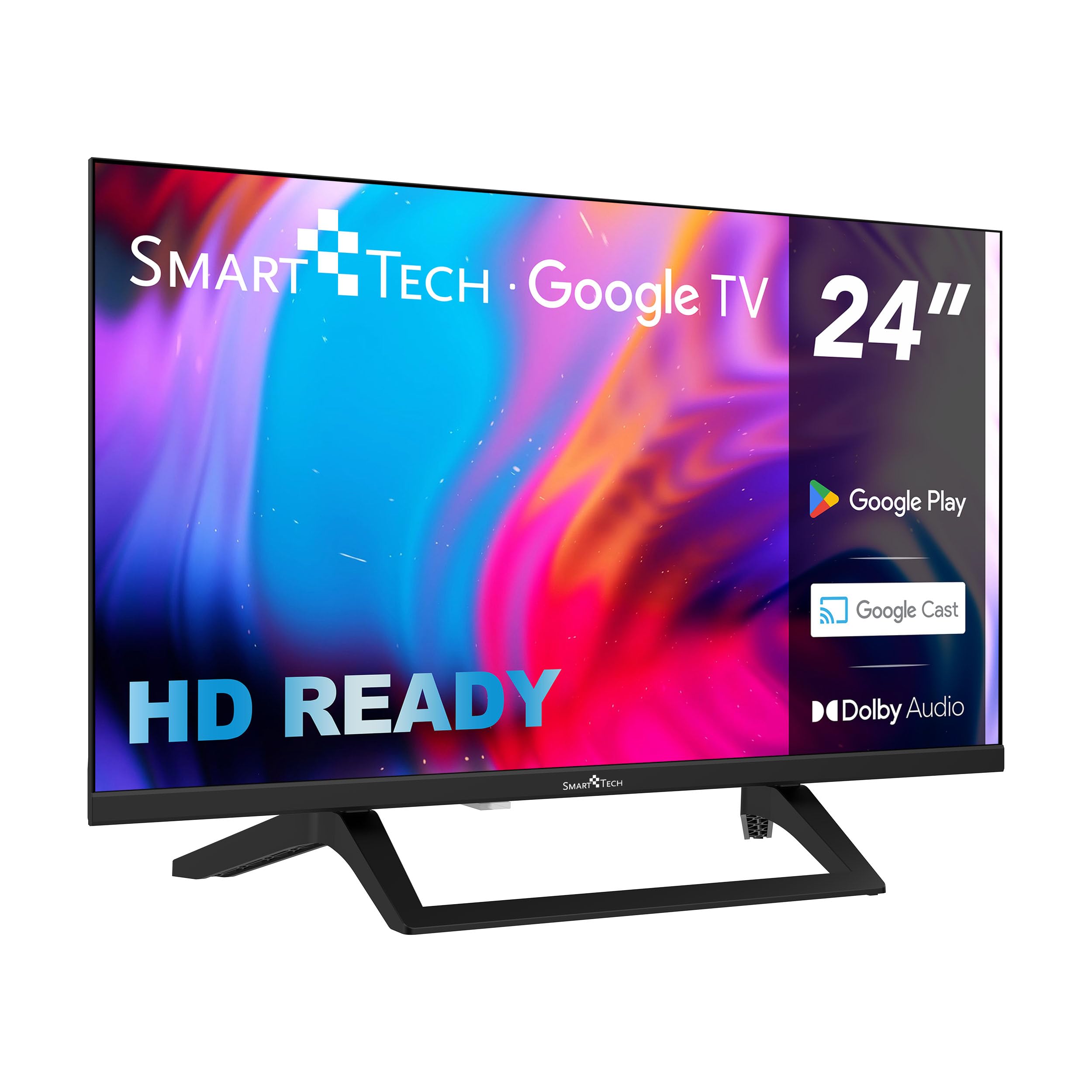 Smart Tech TV LED HD 24" (60 cm) Smart TV Google 24HG01VC Chargeur de véhicule 12v fourni, HDMI, USB, Résolution: 1366 * 768