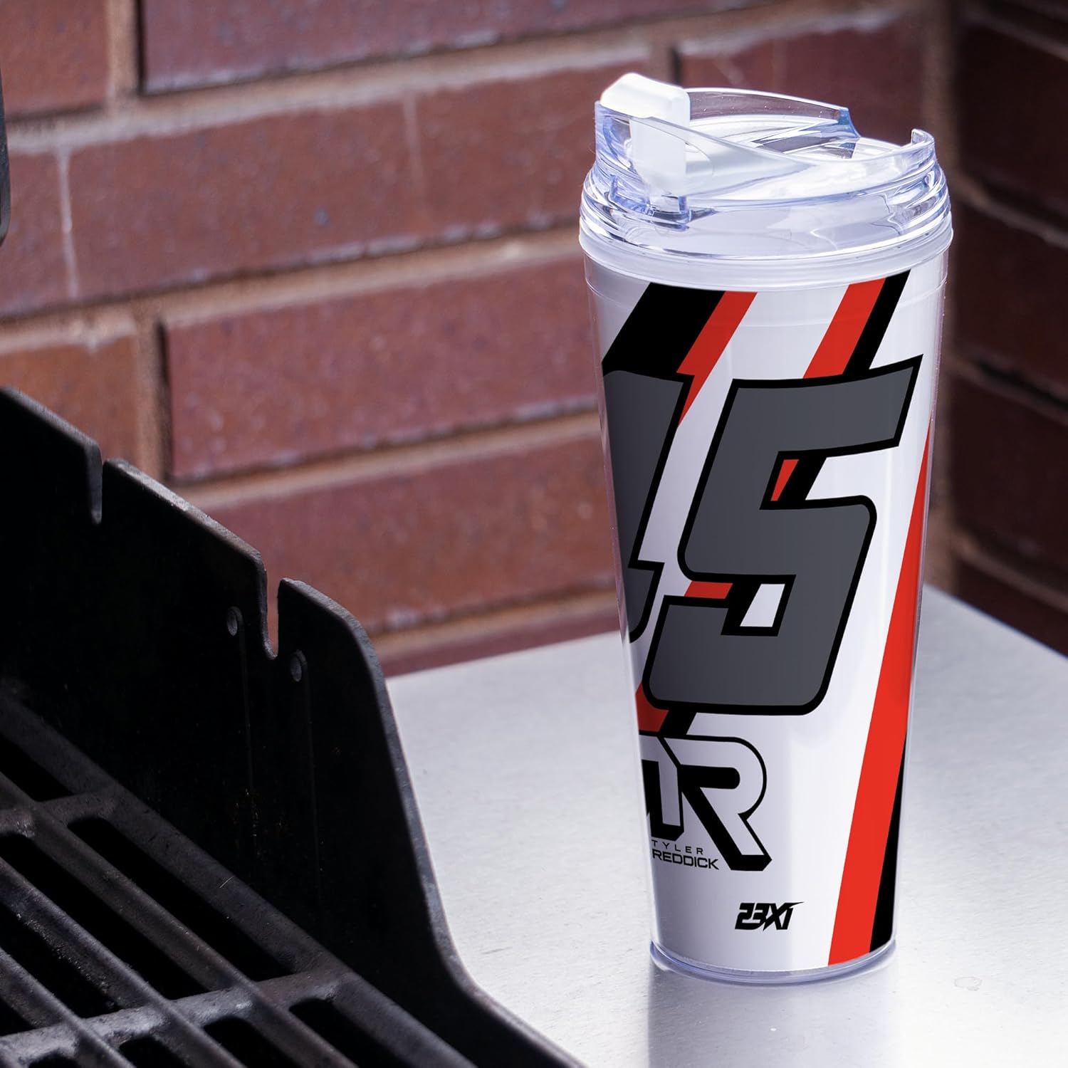 Rico Industries NASCAR Racing Tyler Reddick 24oz Acrylic Tumbler with Hinged Lid, Officially Licensed Double Wall Tumbler with Straw - Image 2