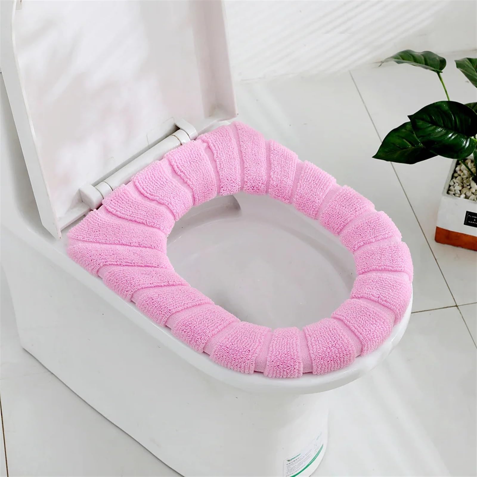 Housse de siège de toilette d'hiver lavable avec poignée douce