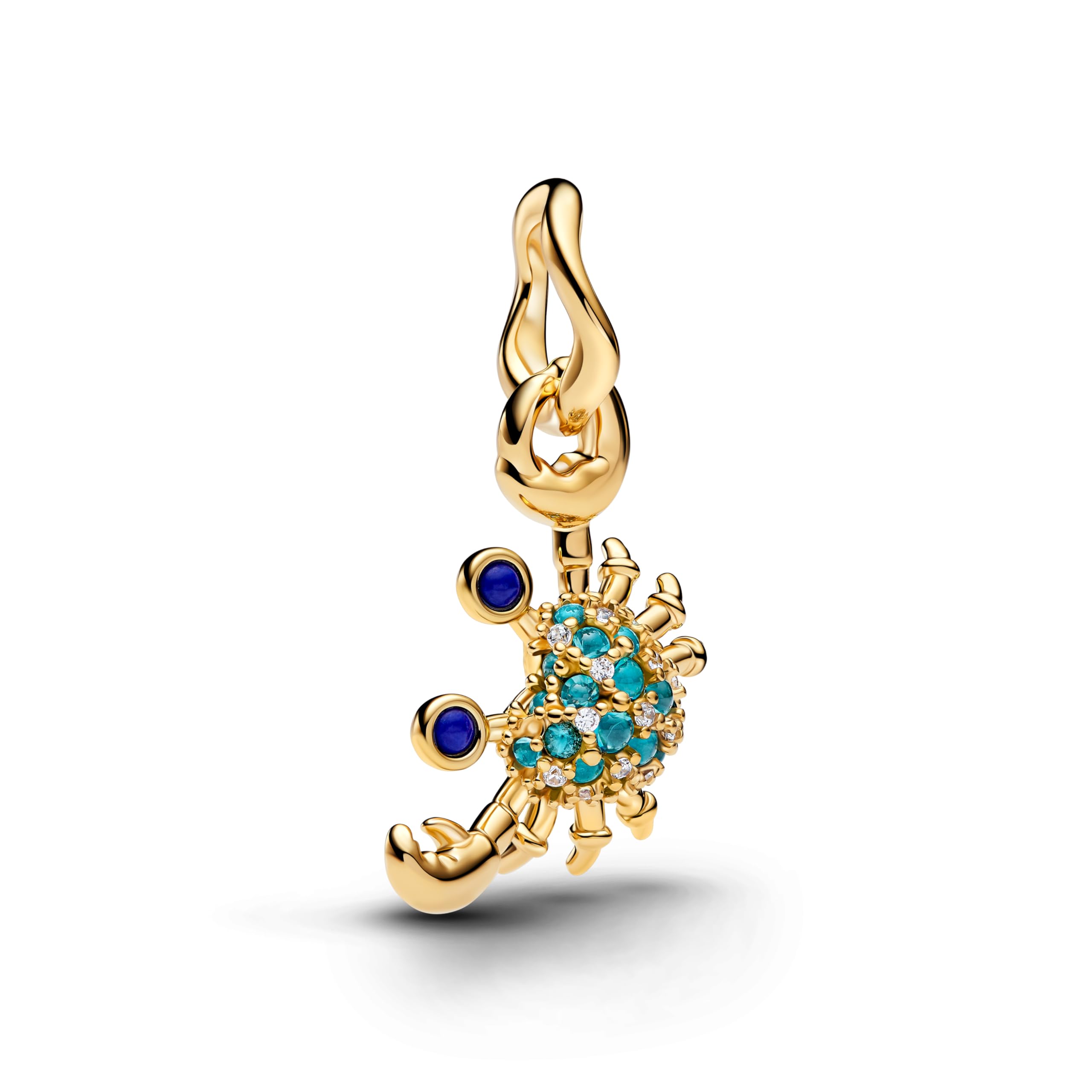 Crab 14k Dorato Placcato Oro con Finto lapislazzuli, Icy Green Crystal And Clear Cubic Zirconia