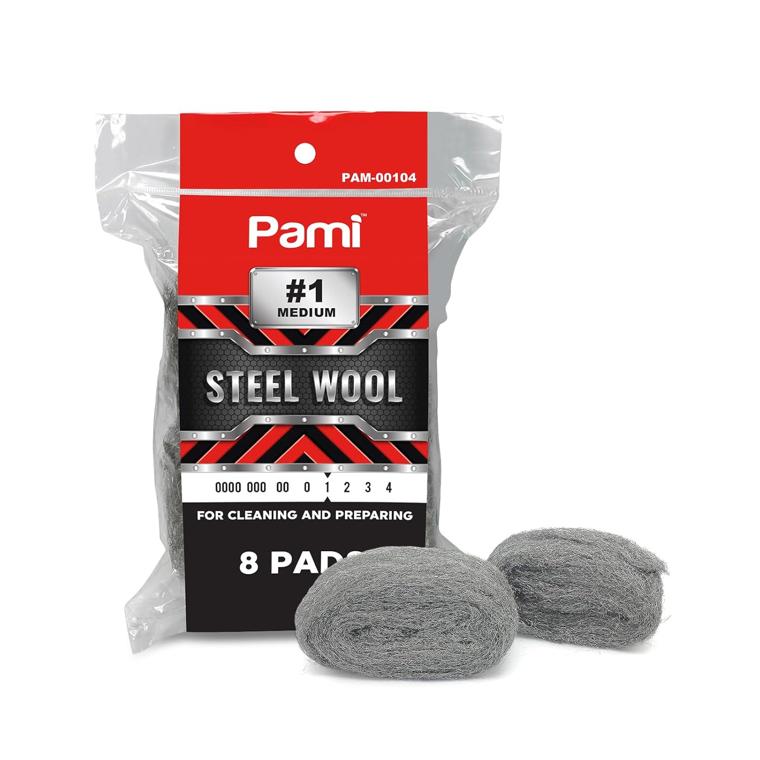 PAMI Steel Wool Scrubbers (Pack of 8) Steel Wool Cleaning