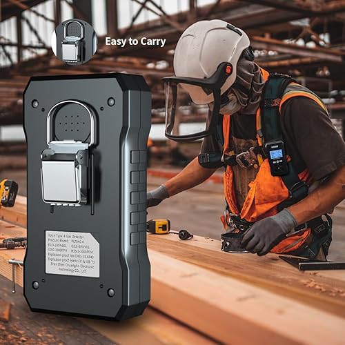 Miniatura 6 de Gas Detector, Portable 4 Gas Monitor with Audible & Visual AlarmH2S,O2,CO and EX Rechargeable Gas Sniffer Alarm with LCD Display (Black)