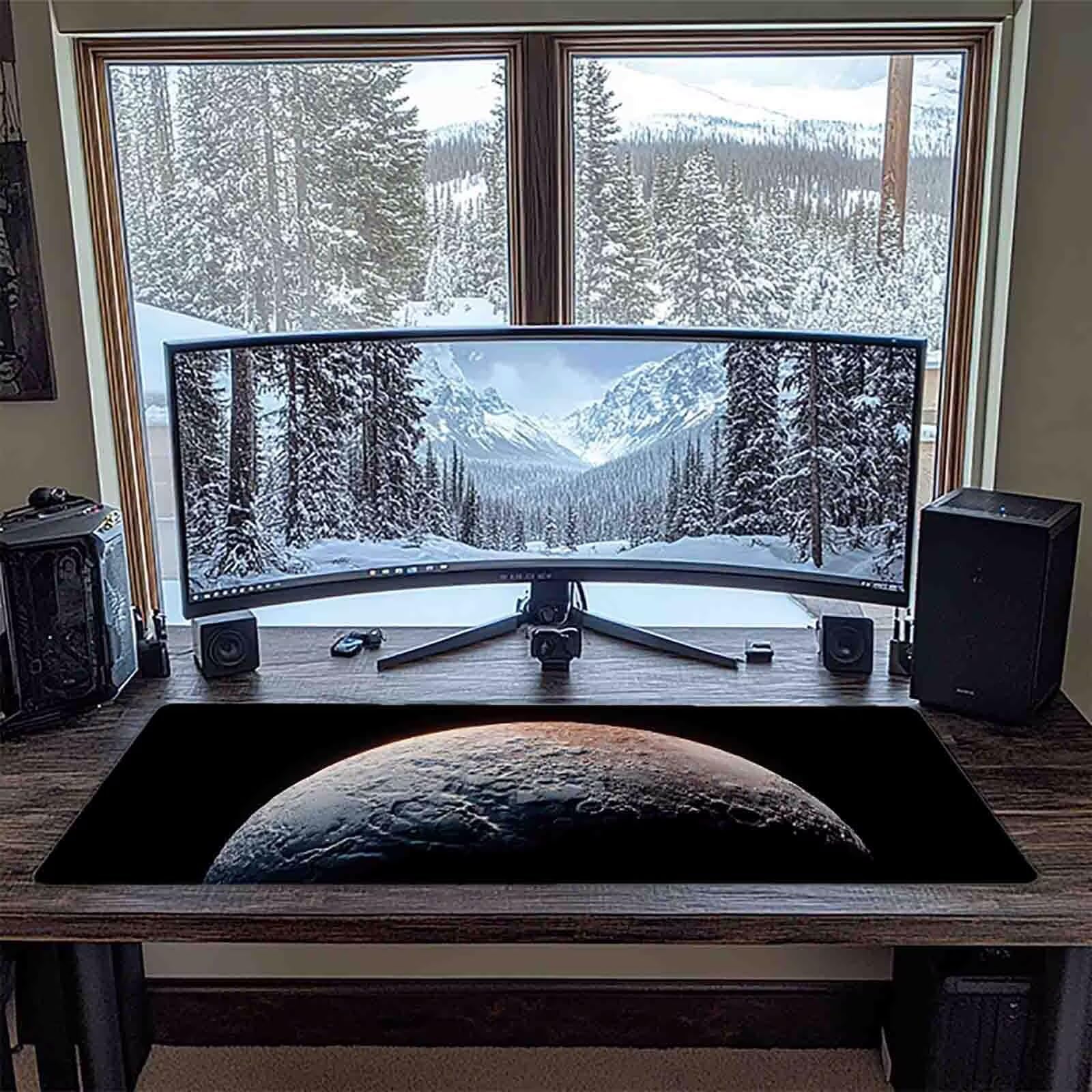 Tappetino Mouse XXL 1000x500mm Nero Mousepad Terra Tappetino Scrivania Grande, con base in Gomma Antiscivolo, Impermeabile Sottomano Scrivania per Computer, Ufficio, Accessori Gaming Mouse Pad 5-4462m