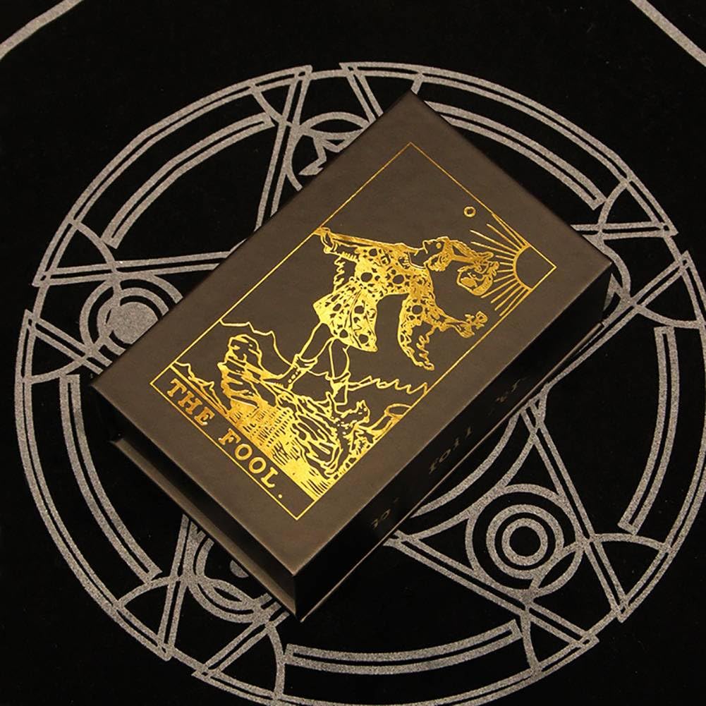 Générique Gold Foil Tarot, Version Anglaise des Outils de Divination, Cartes de Jeu de société de Divertissement Familial, charmants Decks Premium Gold Foil Tarot, Hexagonal Silver,12 * 7cm