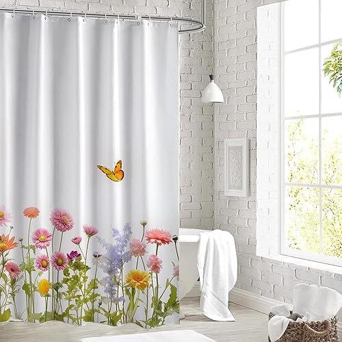 Miniatura 8 de ARICHOMY Cortina de ducha bohemia para baño, cortina de ducha moderna de mediados de siglo, 72 x 72 pulgadas, con 12 ganchos, impermeable, lavable,