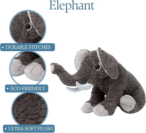 Miniatura 6 de The Petting Zoo Animal de peluche de elefante, regalos para niños, animales salvajes del zoológico Onez, juguete de peluche de elefante jumbo de 20
