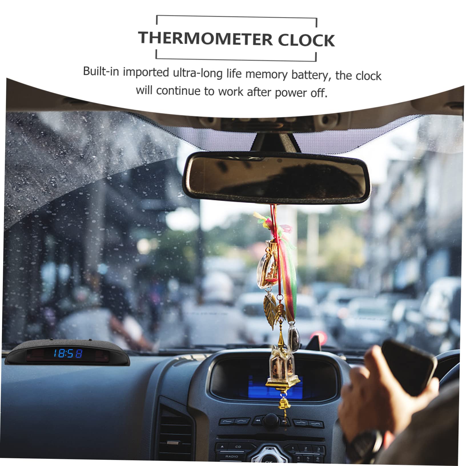 PartyKindom 2piezas Reloj Electrónico De Coche Termómetro y Voltímetro Pantalla Led Brillante Función De Corrección De Temperatura Accesorio Práctico Para Salpicadero Automotriz