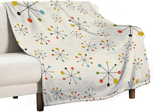 Miniatura 184 de Manta de tiro floral retro de los años 70, estilo bohemio, ondulado, geométrico, hippie, lindas flores, amarillo y naranja, manta con estampado