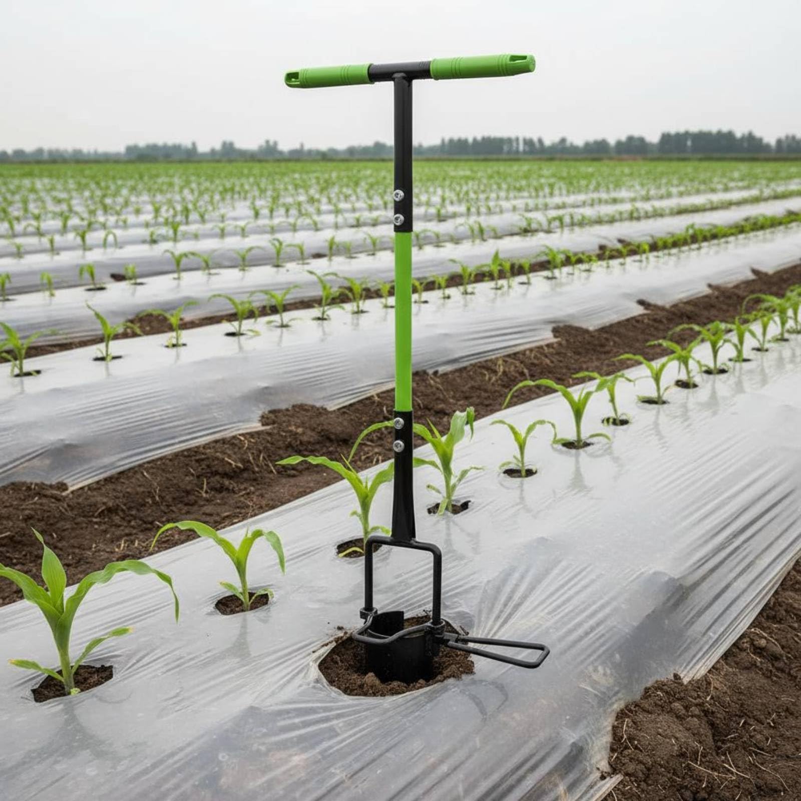 Outil Repiquage à Marchepied Poignée en T Plantoir à Pédale Acier Découpeur Sol Cylindrique