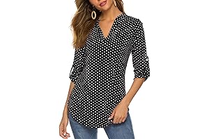 Halife Women's Roll Up 3/4 Sleeve Floral Print V Neck Tunic Blouses...