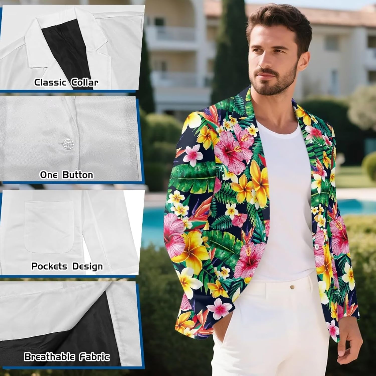 Men's Casual Blazer Sport Coats Lightweight One Button Suit Jacket for Travel Business S-5XL