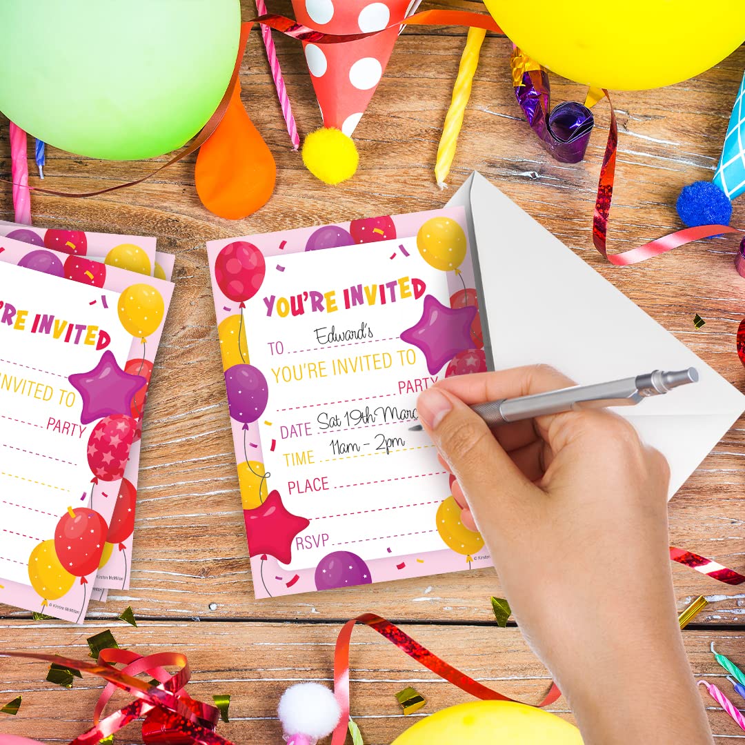 Invito digitale per festa di compleanno con palloncini glitterati rosa e oro rosa per donne e ragazze, Evite, modello modificabile, download immediato - Italia