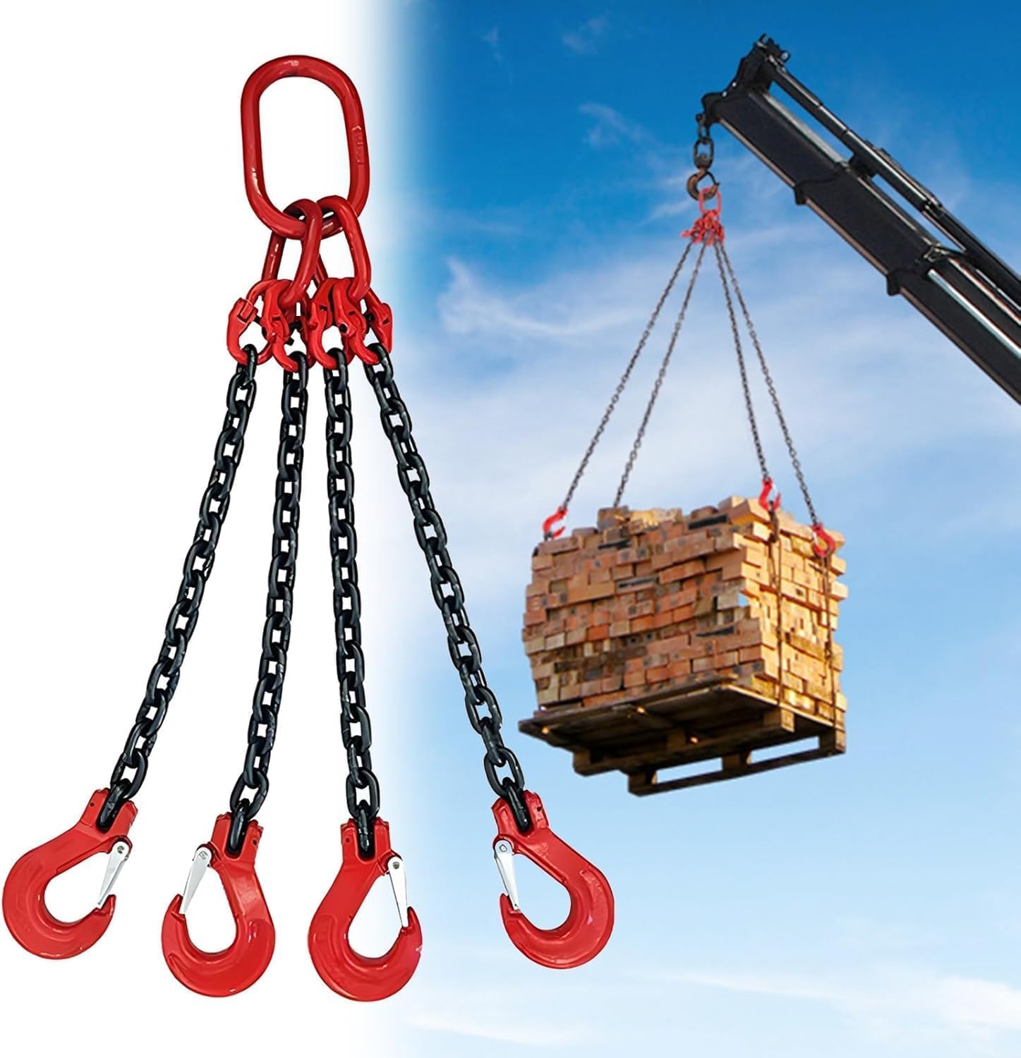 WJFTODAY Heavy Equipment Lifting Chains & Belts - Durable Sling Solutions for Cargo Loading & Unloading, Heavy-Duty, Reliable, Industrial Grade, Load Securement, Rigging Accessories