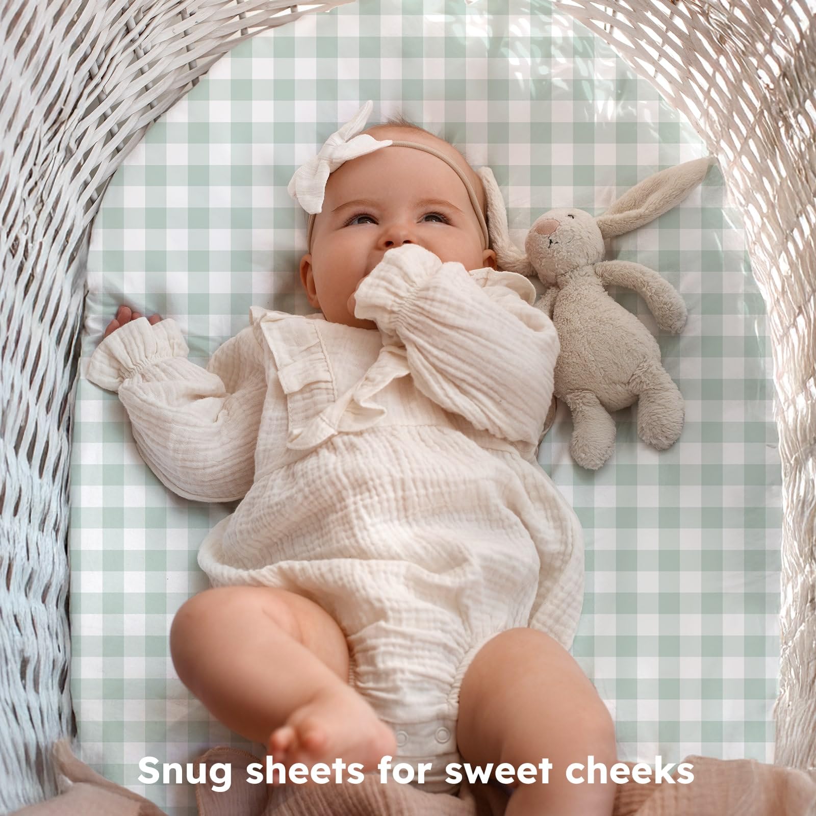 FIEMOL Baby Moses Basket Sheets, 81x41 cm Pram Sheets Fitted Universal Fit for Bassinet Cradle Oval Rectangle Round Mattress - Image 3