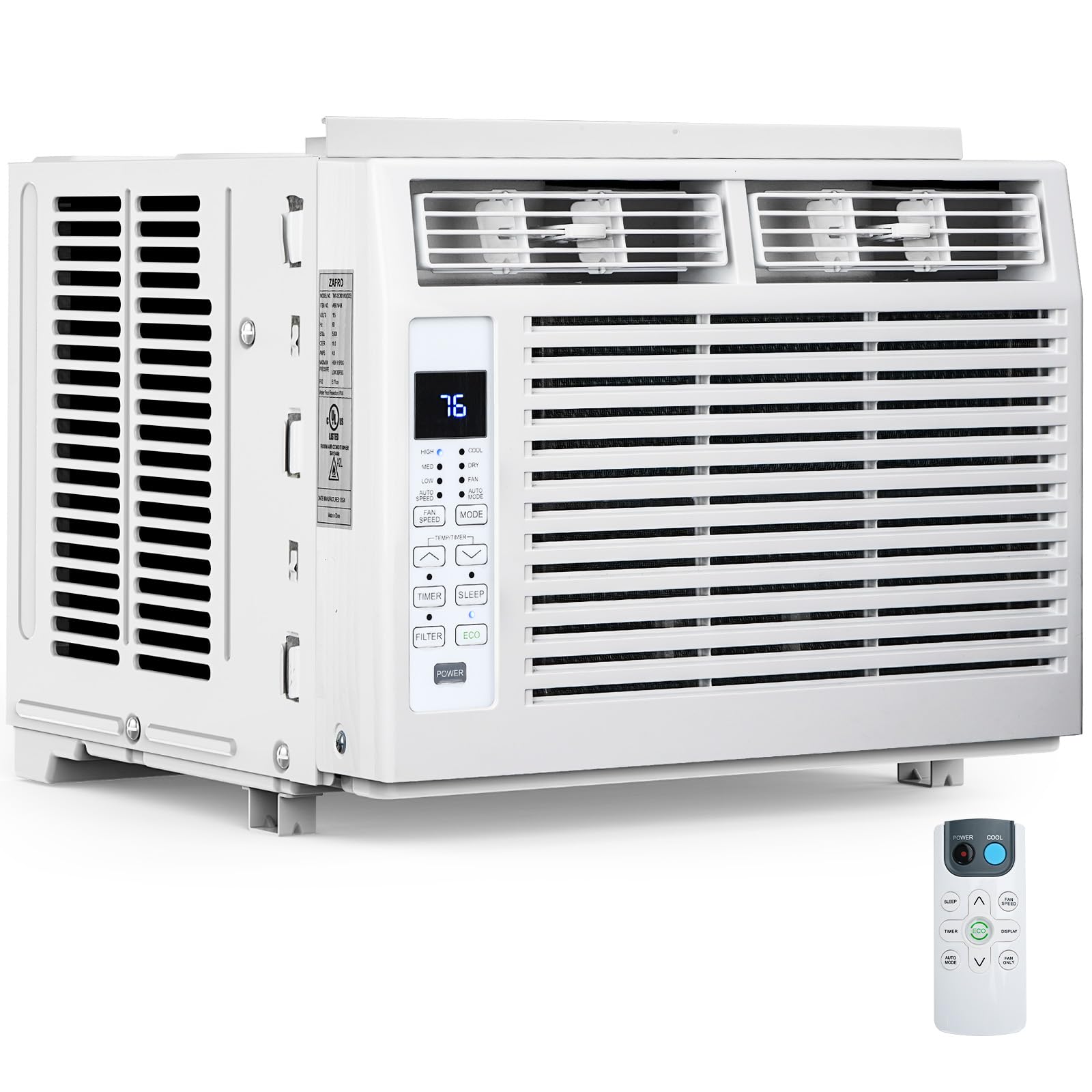 Electactic Window Air Conditioner 6,000 BTU, Window Type AC Unit with Cooling, Dry Mode, 4 Fan Speeds, 24-H Timer, Sleep Mode, Cooling for 250sq.ft Bedroom, Living Room, Office