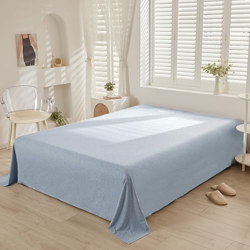Miniatura 5 de LIFETOWN Sábana 100% de algodón de punto jersey, ultra suave, sensación de camiseta, sábana encimera transpirable sin arrugas (azul grisáceo
