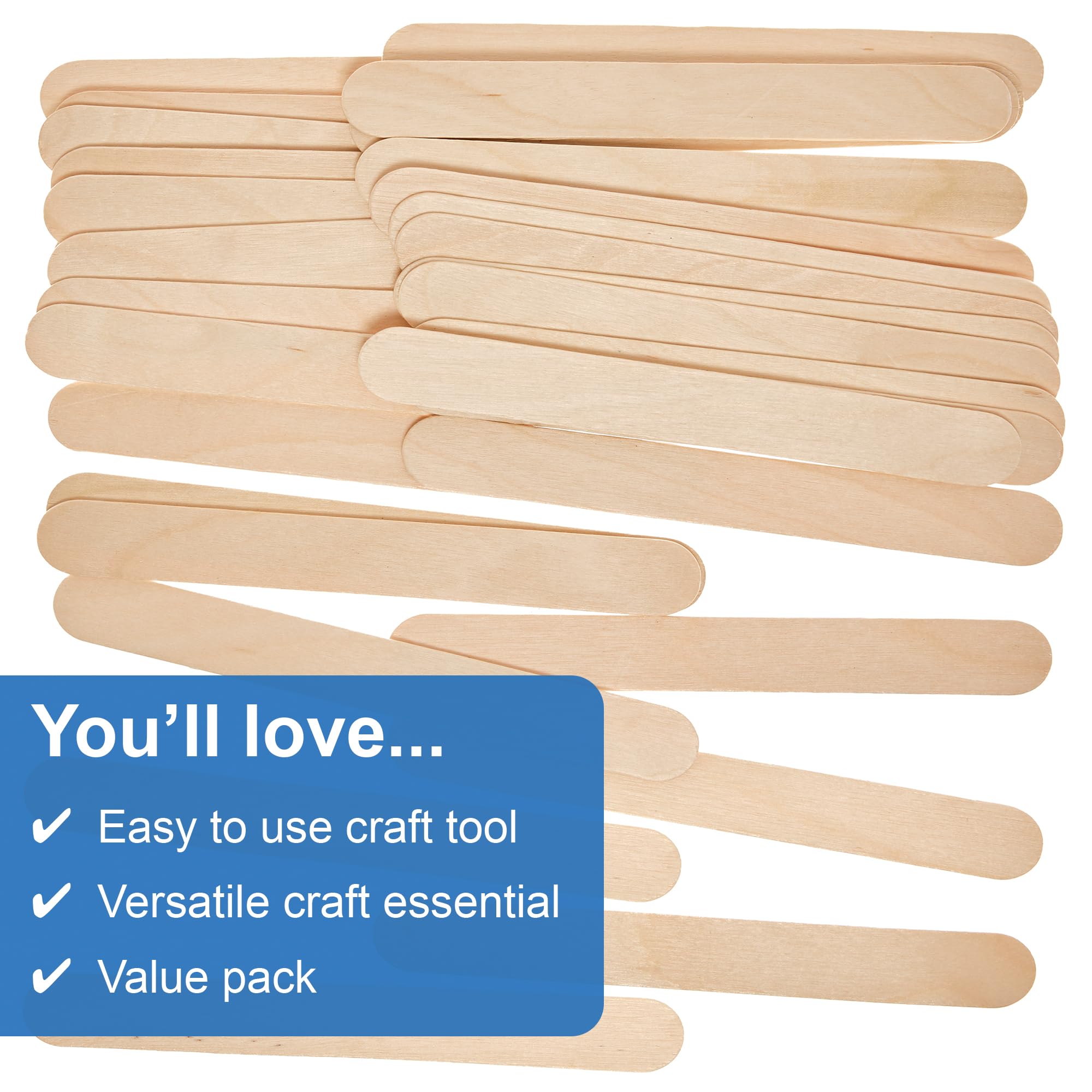 Baker Ross FN234 Jumbo Wooden Craft Sticks - Pack of 80, Lollipop Sticks for Crafts Multipurpose Popsicle Sticks - Image 3