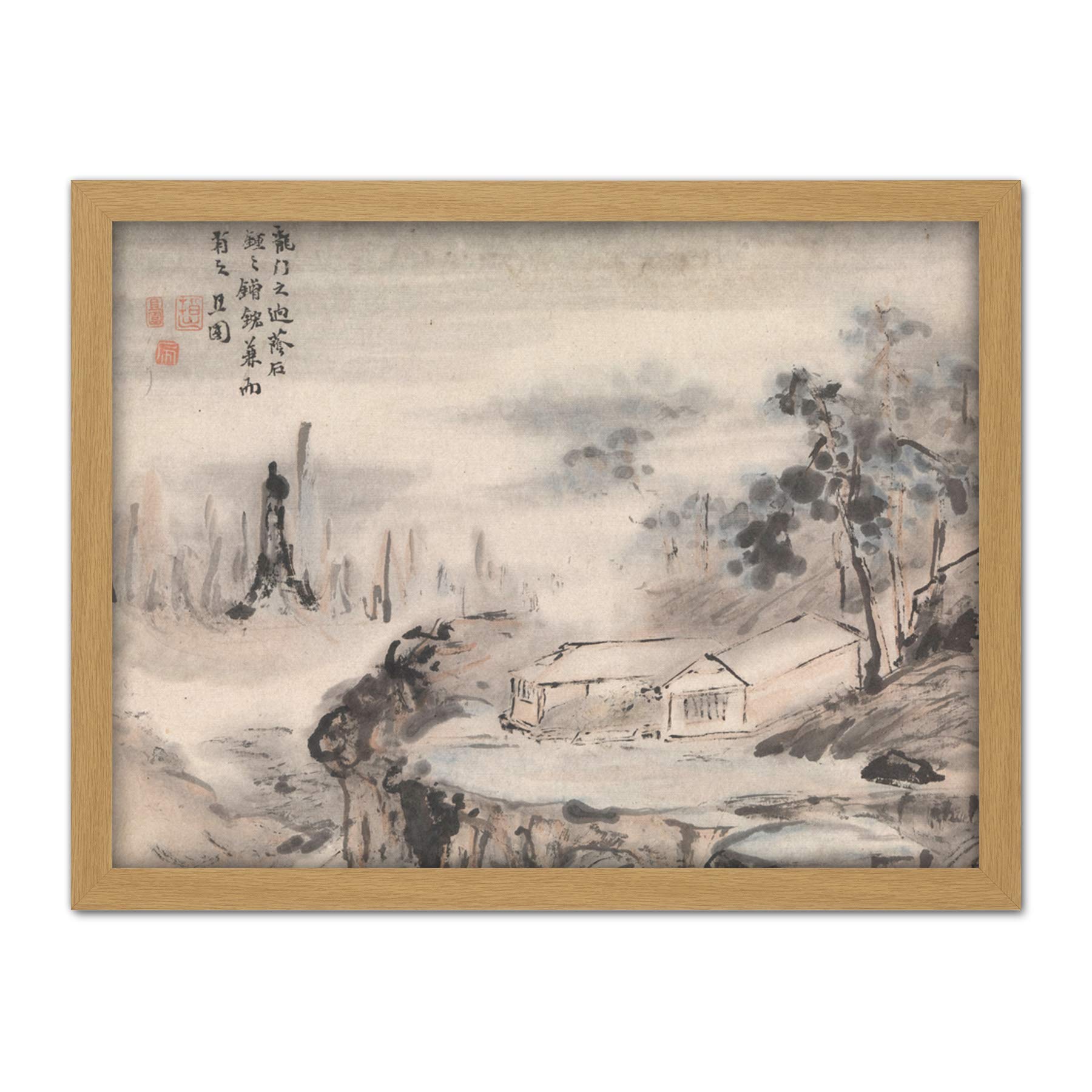 Artery8 Gao Qipei Chinese House Painting Artwork Framed Wall Art Print 18X24 Inch