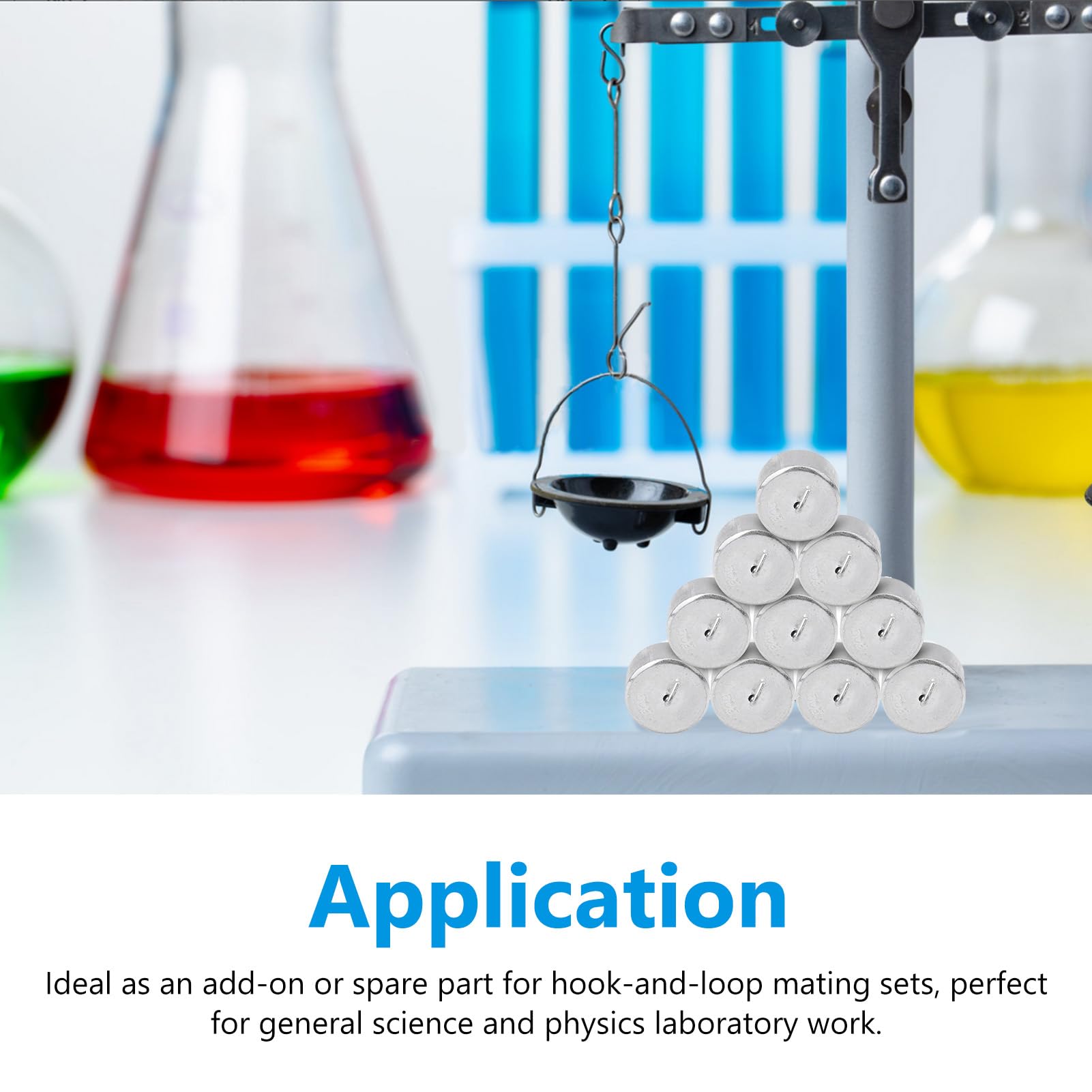 Lot De 10 Poids De 50g Pour Expériences De Physique - Avec Crochets Et Anneaux En Fer - Idéal Pour Écoles, Démonstrations Scientifiques - 3