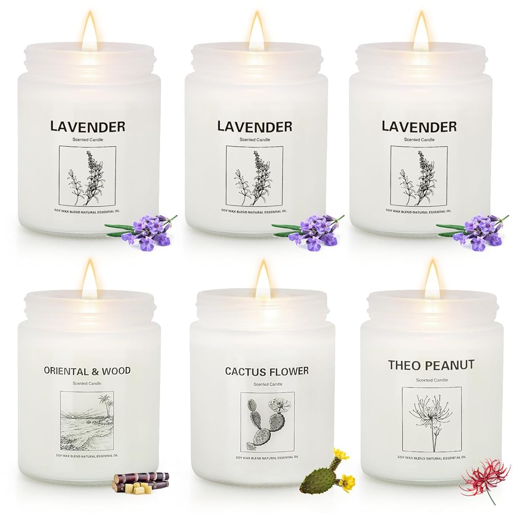 Candles for Home Scented,Lavender Candle Gifts Set,Made with Natural Soy Wax & Essential Oils, 6 Pack 42 Oz Candles Gifts for Women, Ideal for Birthday, Valentine\'s Day, Thanksgiving