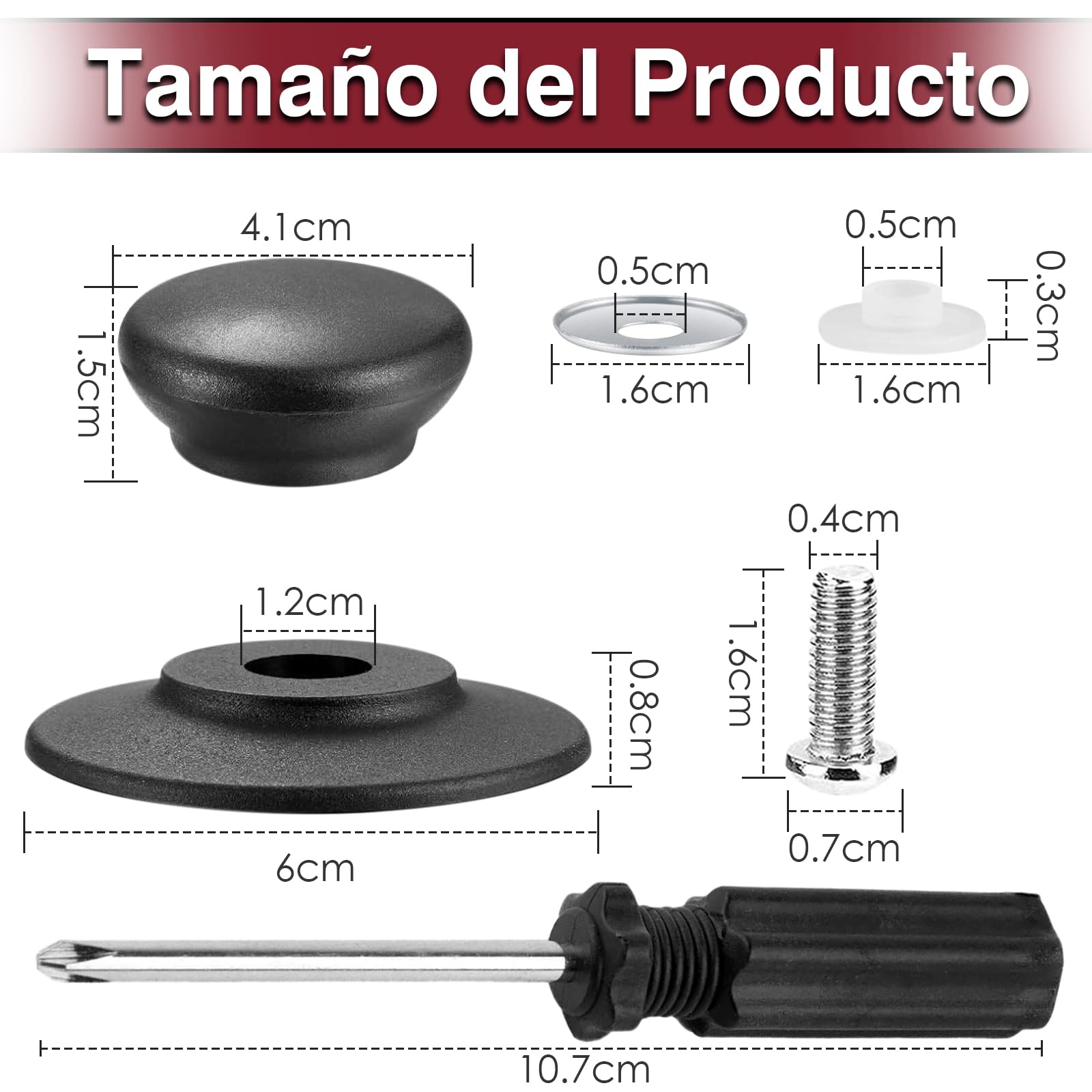 VEGCOO Perilla De La Tapa Pomo Universal para Tapa Asa De La Tapa Mango De La Tapa De La Olla Pomos para Menaje De Cocina Tapas para Ollas Negro