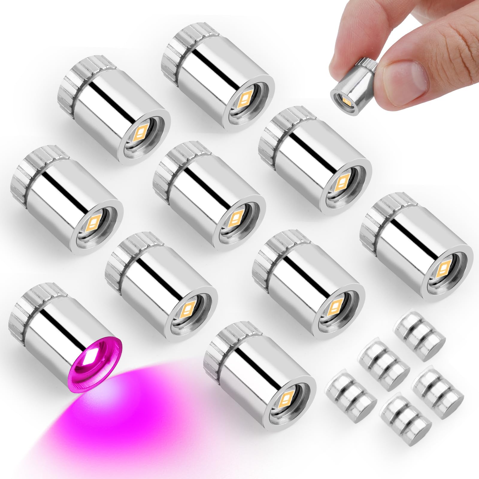 10pcs Miniature LED Spot Lights for Craft, Battery Operated Small LED Light with Battery for Dollhouse Mini Paper Lanterns Party Micro Spotlights Decorations Doll House DIY Projects (Pink)