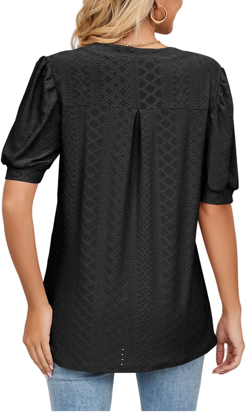 Womens Dressy Casual Blouses Shirts V Neck Trendy Business Casual Summer Tops - Image 4