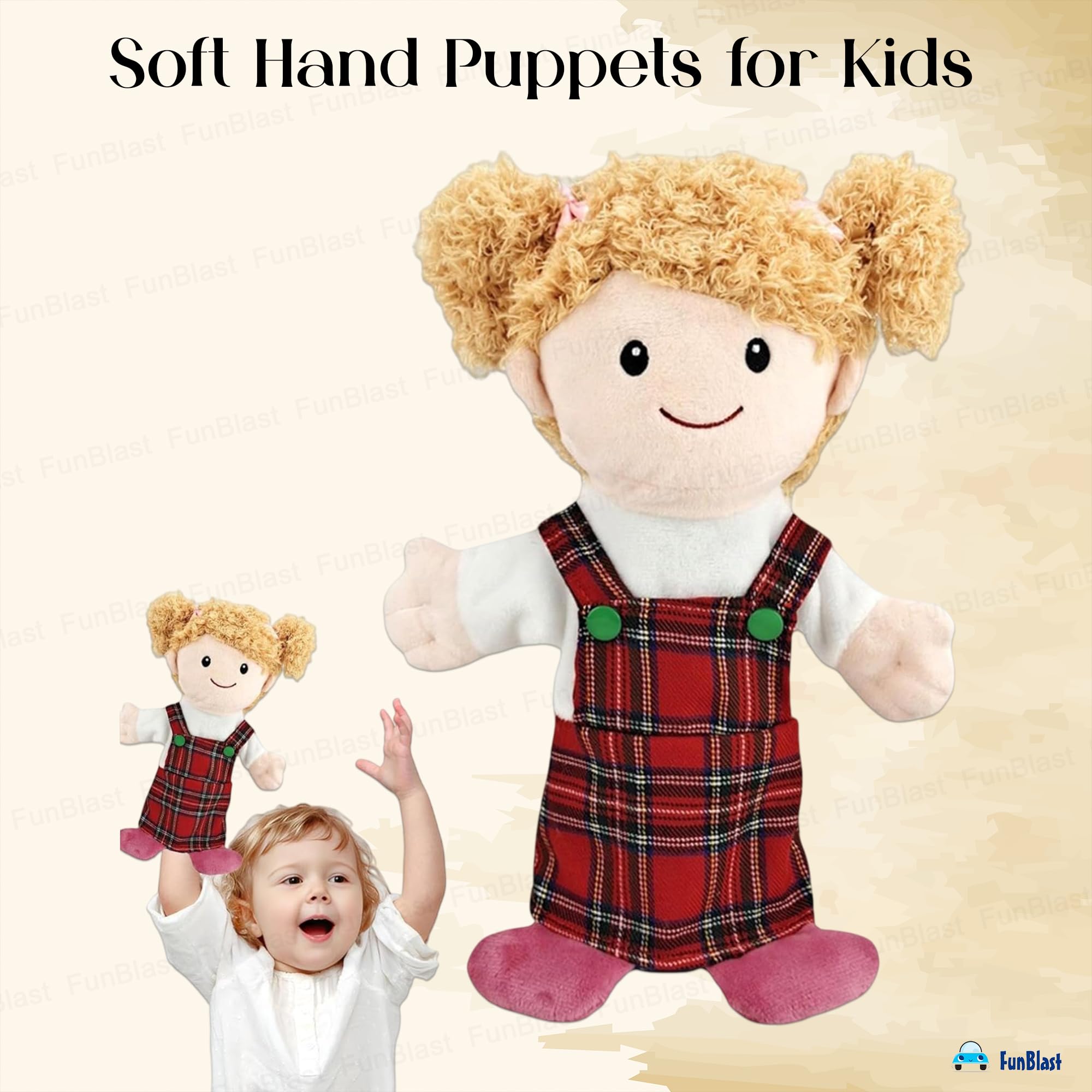 FunBlast Hand Puppet for Kids - Family Members Soft Hand Puppets for Kids Story Telling Toy for Kid, Hand Puppet Toy, Plush Hand Puppets Toys (Multicolor) (Daughter) 2
