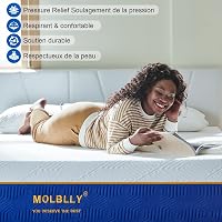 Molblly Memory Foam Matrac 90x190 cm - Közepes Keménységű, Légáteresztő, Hipoallergén, Összetekerhető Habszivacs Ágymatrac Kék Pamuthuzattal 4