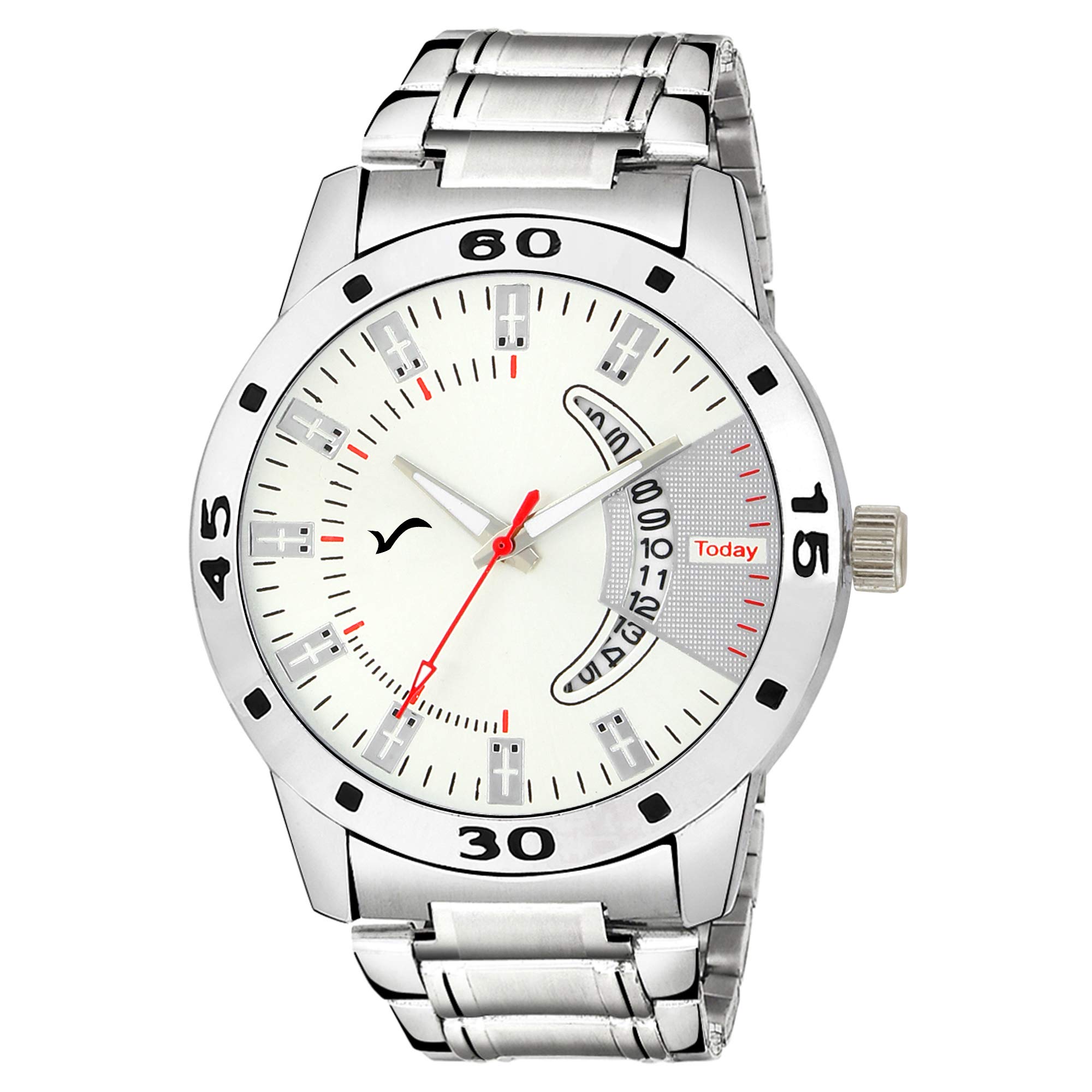 WRIGHTRACK Exclusive Quartz Movement Stainless Steel Strap Date Working Analogue Mens and Boys Wrist Watch (Silver- White Dial) (B07MFJNPRG) Amazon Price History, Amazon Price Tracker
