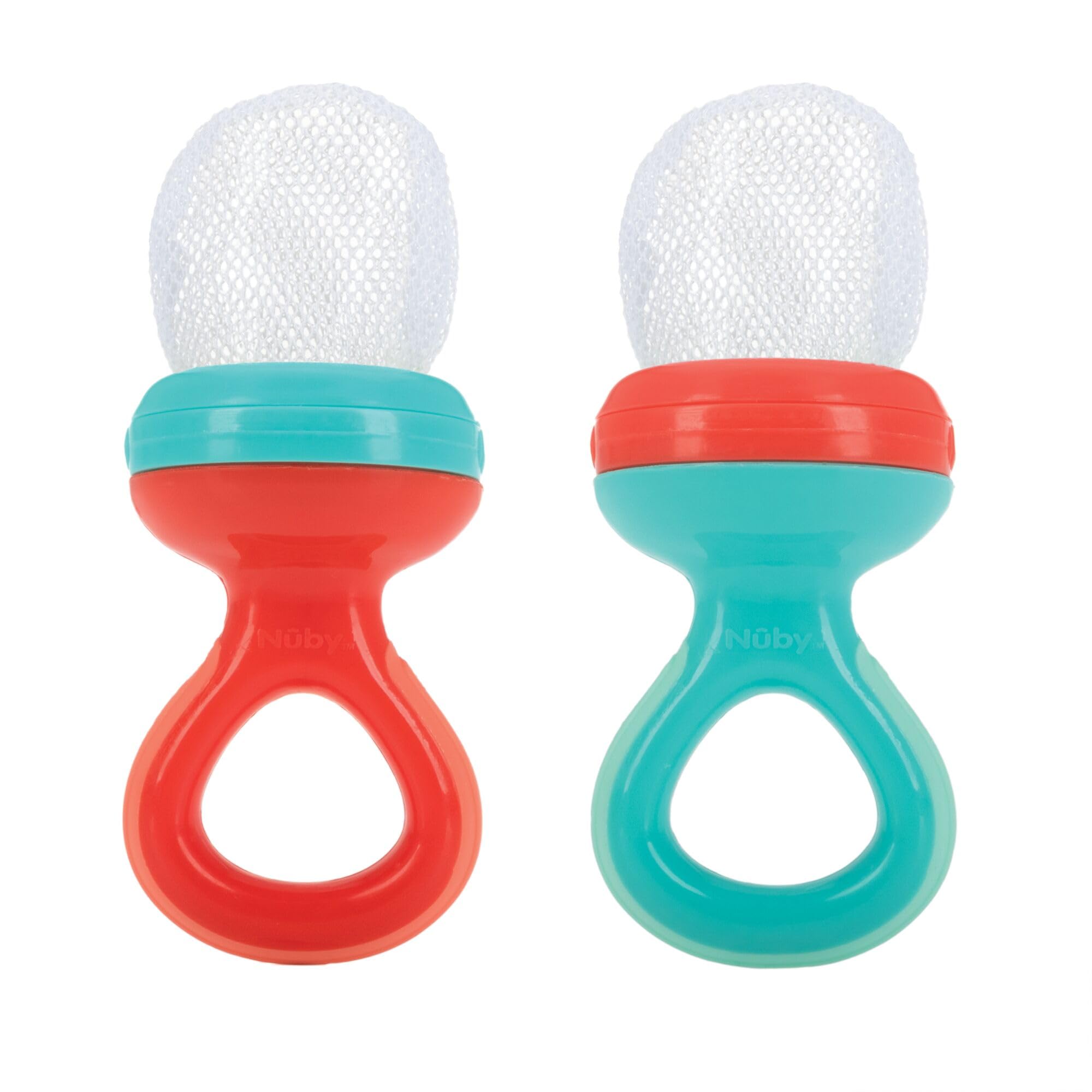 Nuby Nibbler Fresh Food Feeder - Toddler Weaning | Detachable Net for Easy Cleaning | Easy Hold Handle | Hygienic Cover | Suitable from 6 Months (Pack of 2)