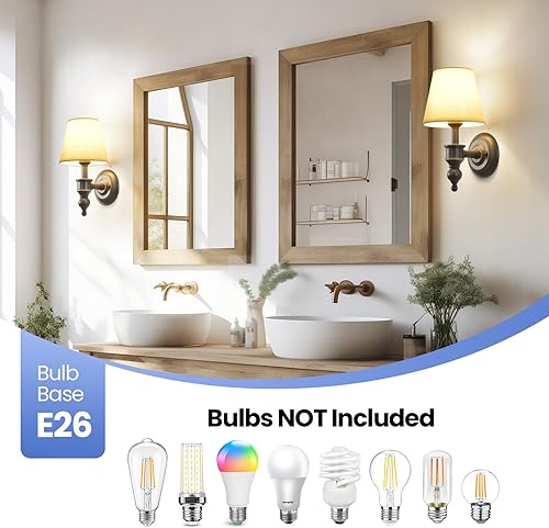 Miniatura 7 de Juego de 2 Apliques de Pared, Lámparas de Pared Modernas para Dormitorio, Apliques Lámpara de Pared con Pantalla de Tela Beige, Lámparas de Pared