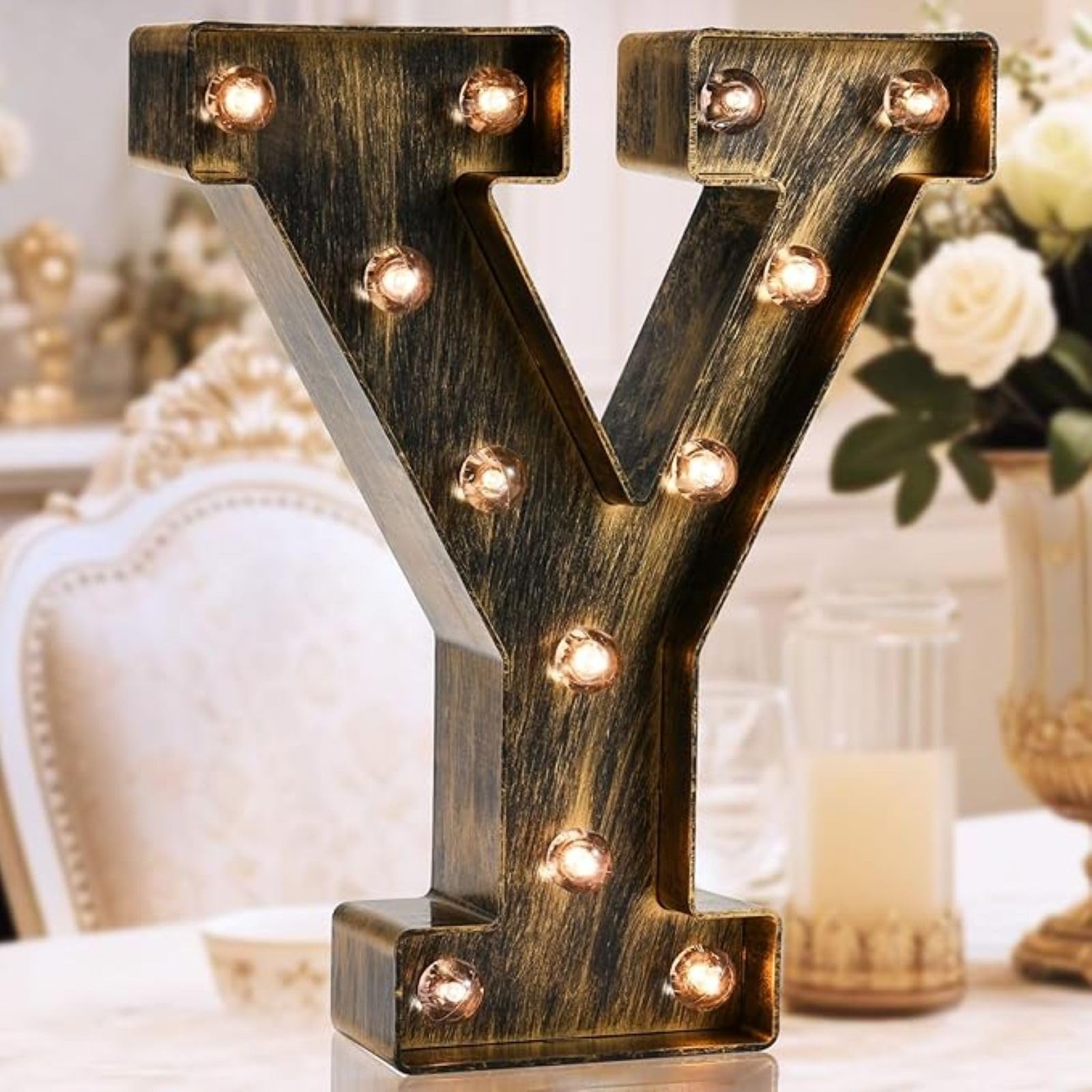 Jemnpela LED Marquee Letter Number Sign Lights Glitter Light Up Alphabet Figure Night Light for Birthday Party Wedding Home Bar Holiday Wall Decoration