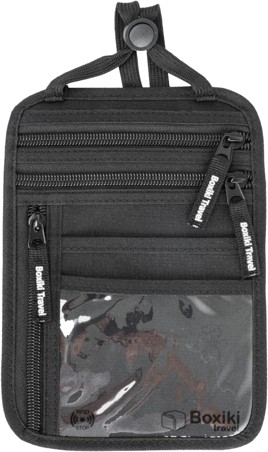 RFID Blocking Travel Neck Wallet - Sleek, Secure Passport Holder and Money Pouch with Adjustable Neck Strap for Men and Women to Keep Cash, Credit Cards and Travel Documents Safe - Black
