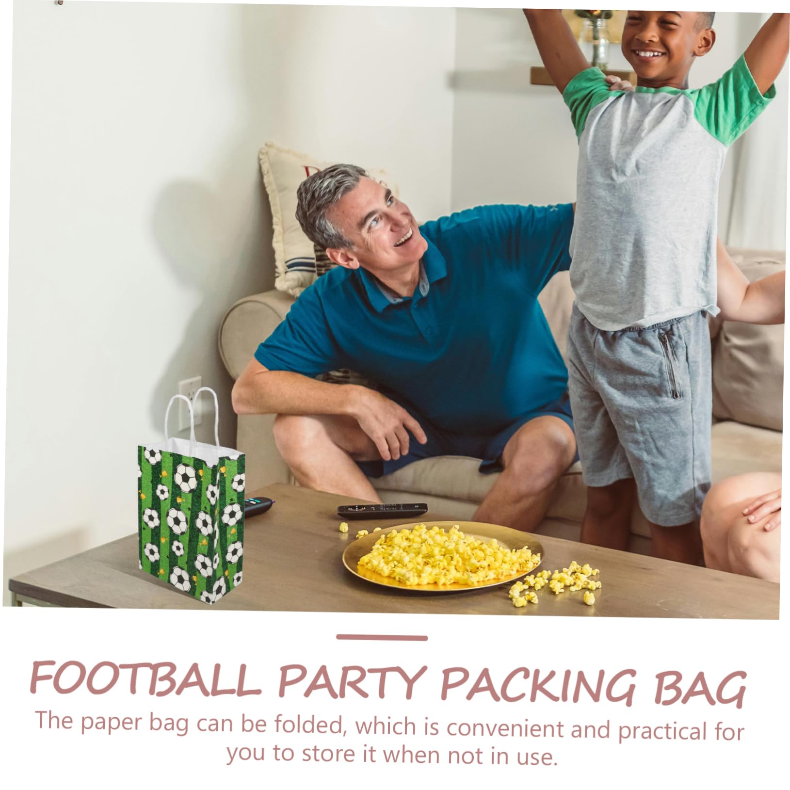 Lurrose 96stücke Papiertüten Mit Griffen Fußball-themen Geschenktüten Für Partys Geburtstagsfeiern Und Feiertage Für Süßigkeiten Snacks Und