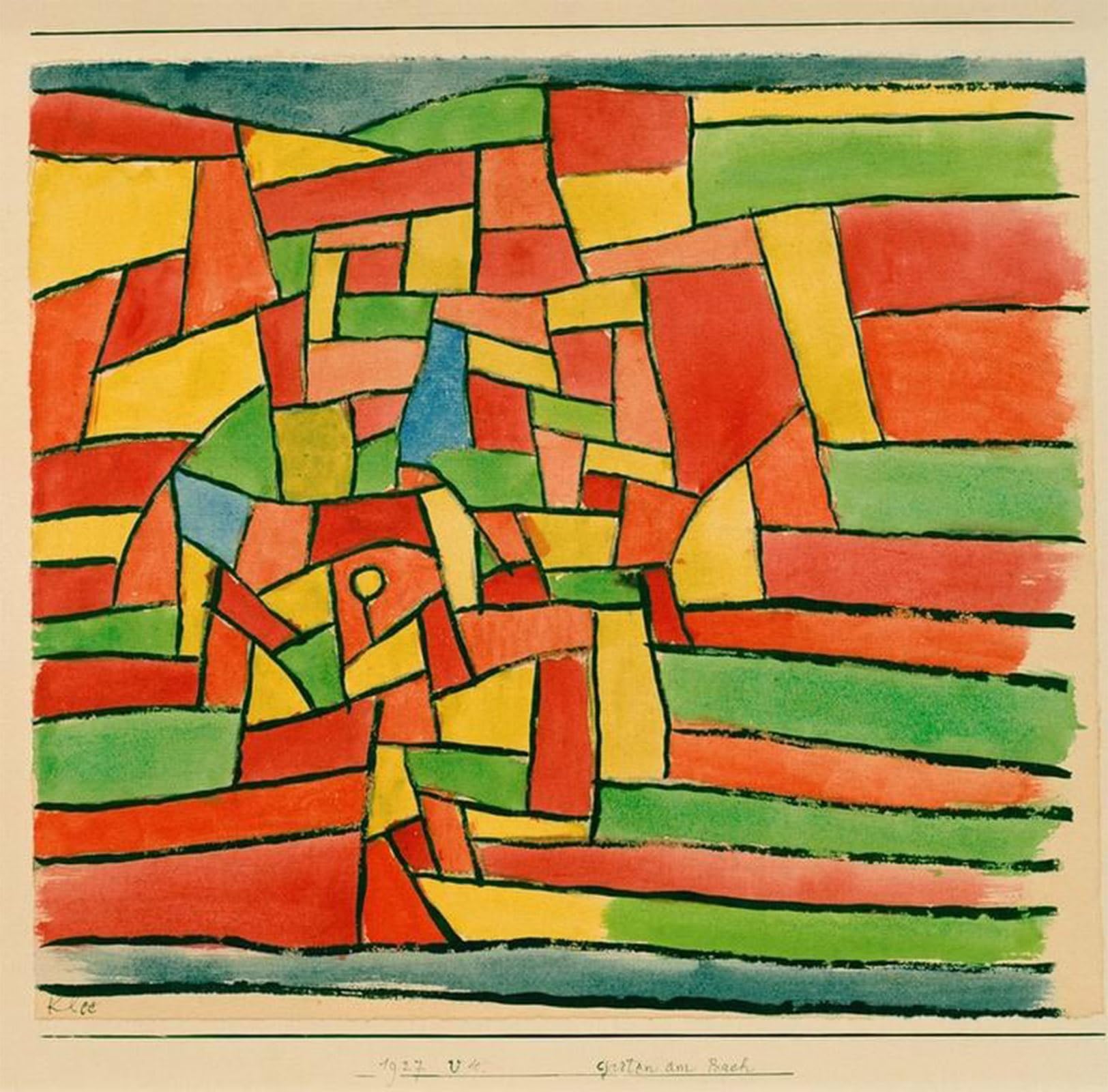 ARTXLXXBN Famous Painting Canvas Artwork Graffiti Print Garden by the stream by Paul Klee Portrait Canvas Image for Home Decor 60x90cm