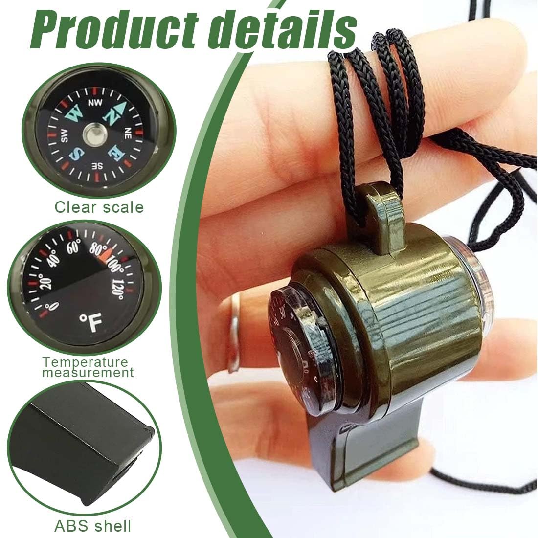 3 Pcs Brujula 3 in 1 con Silbato y Termómetro Ideal para Camping Montañismo y Senderismo