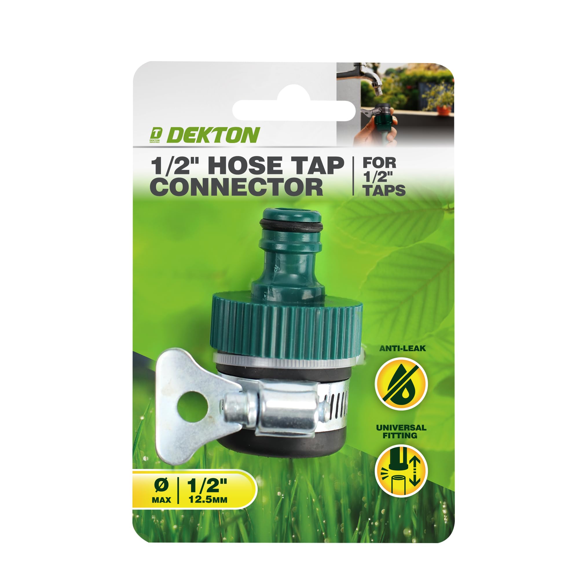 Dekton Snap In Tap Adapter for 1/2" to 3/4" Tap – Durable, Easy-to-Install Connector for Garden Hoses | Perfect for Drip Irrigation Systems and Watering Tools | Universal Fit and Compatibility