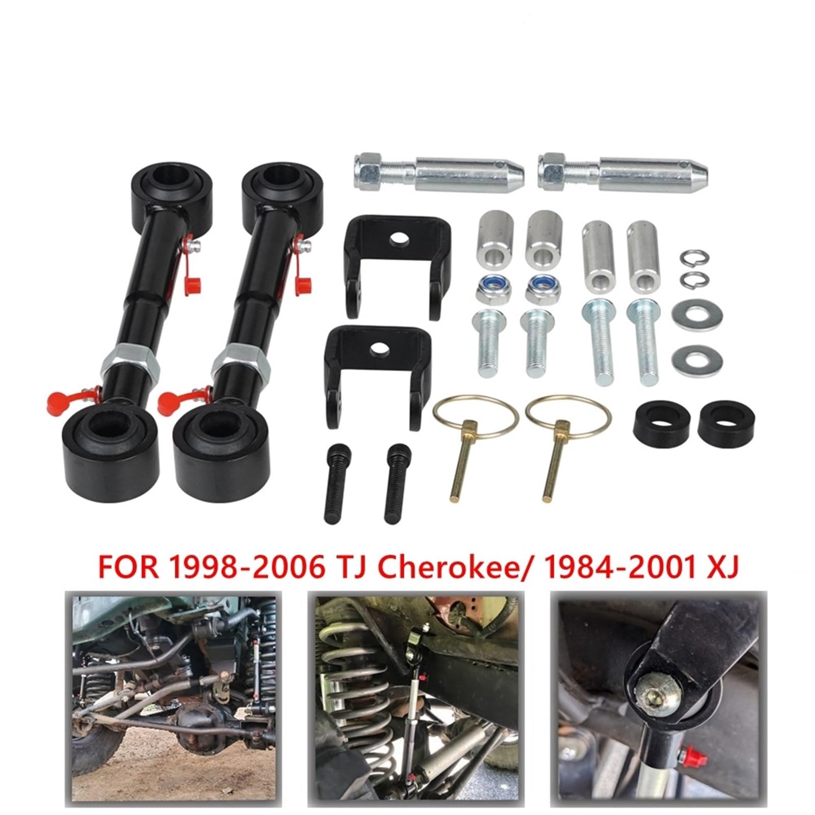 Stabilizatory samochodowe Pasuje do Wrangler 1998-2006 TJ Cherokee 1984-2001 XJ Z podnośnikami 2,5" - 6" Regulowane przednie łączniki stabilizatora
