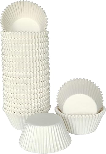 Forros de papel blanco a prueba de grasa para magdalenas, tazas para hornear muffins, tamaño estándar, 500 unidades