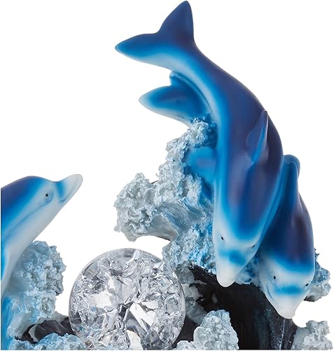 Miniatura 4 de OK Lighting Fuente de mesa Dolphin de 11.50" de alto, azul