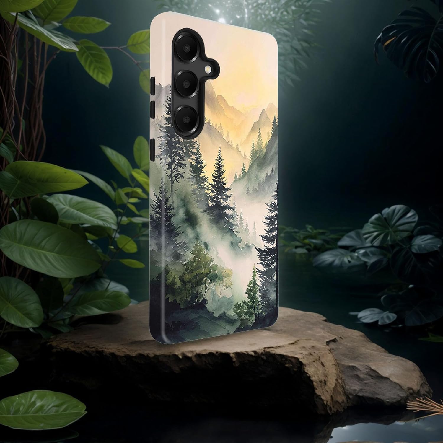 Bxgolkgd TPU+PC Phone Case for Galaxy S24 FE 6.7",Dual Layer Shockproof Protective Cover,Anti-Fall Rugged Shell for Men Women,Mountain Forest Mist - Image 4