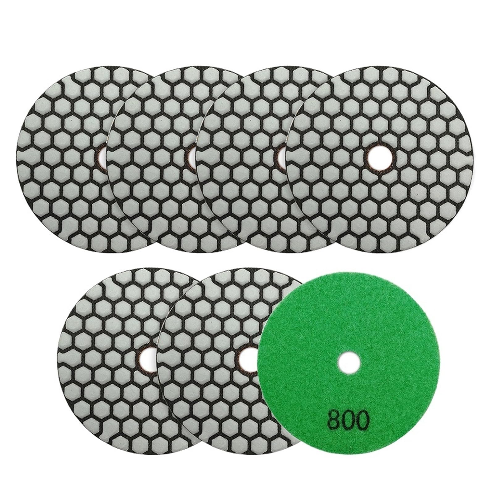 Almohadillas de pulido Almohadillas de pulido en seco diamante, 7 unidades/juego, diámetro 100mm, grano 800, for mármol, granito, cerámica, pulidor piedra, disco lijado(Grit 200,7 Pcs)