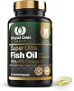 Super Ultra Fish Oil with Vitamin D3 & >95% rTG Omega 3 - Soft Gel Easy-to-Swallow Capsules - Gluten Free - Made in The UK